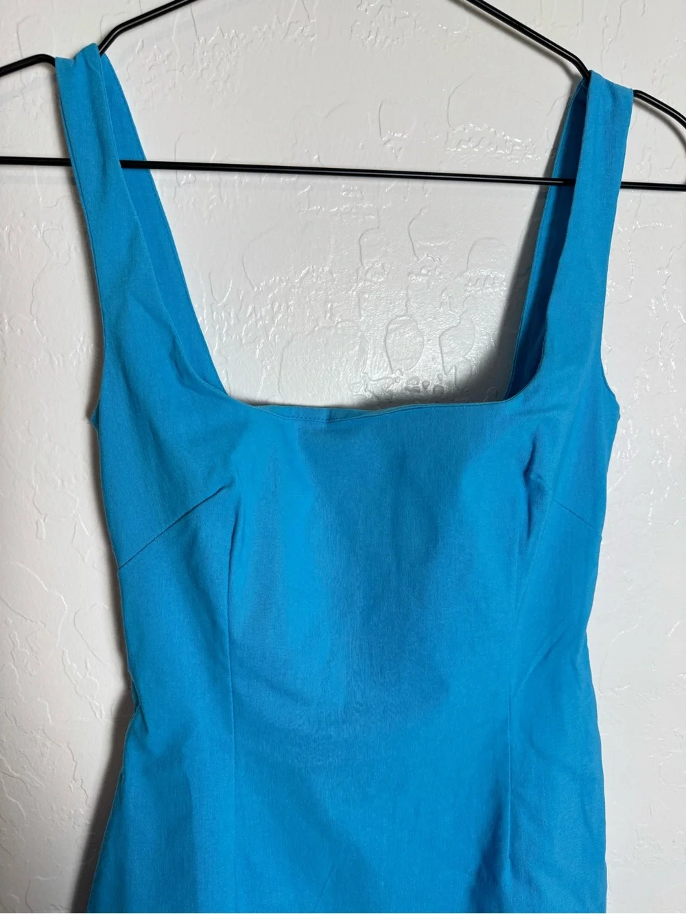 NWT Vesper Square Neck Bodycon Midi Dress Turquoise Blue US 4 - Picture 2 of 9